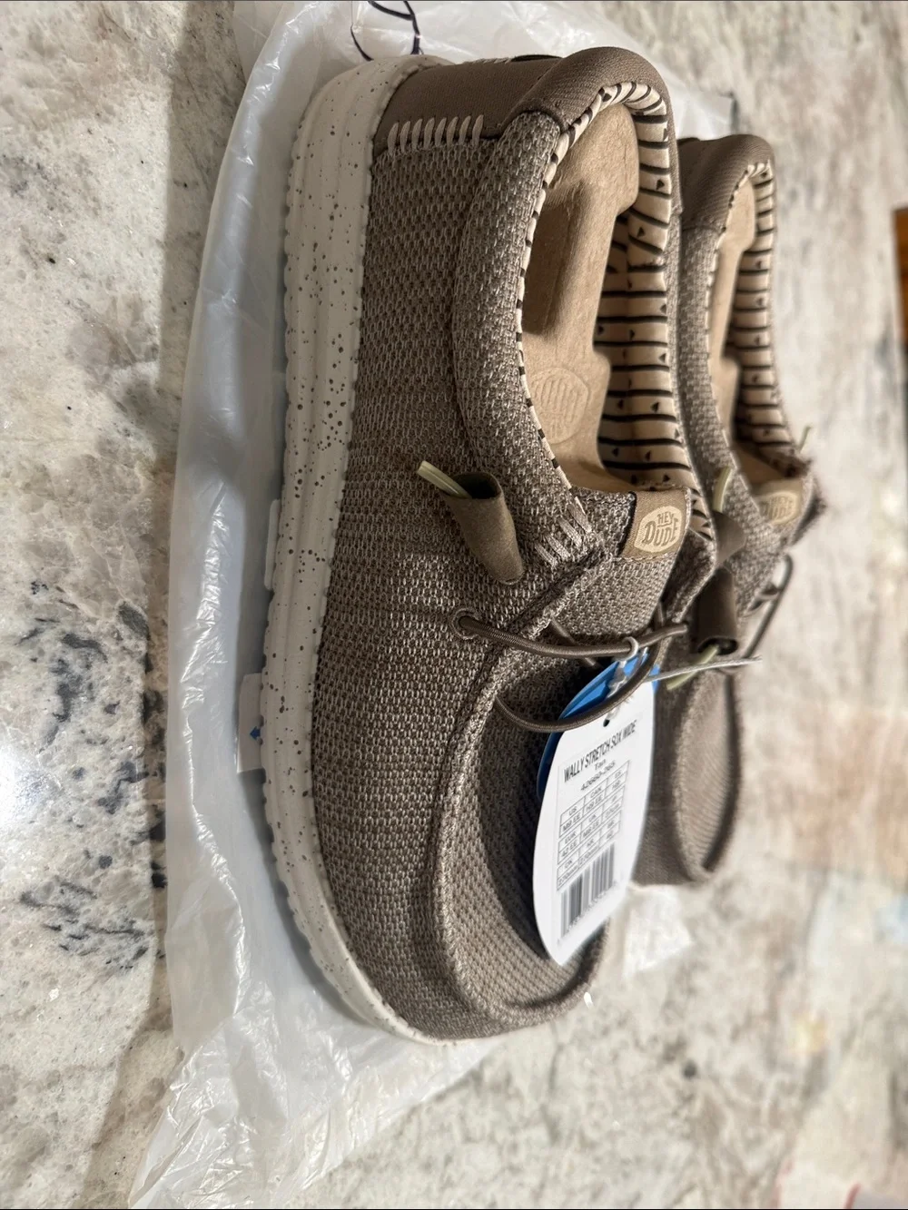 Hey Dude Men’s Wally Wide Slip-On Sneakers — Taupe Beige